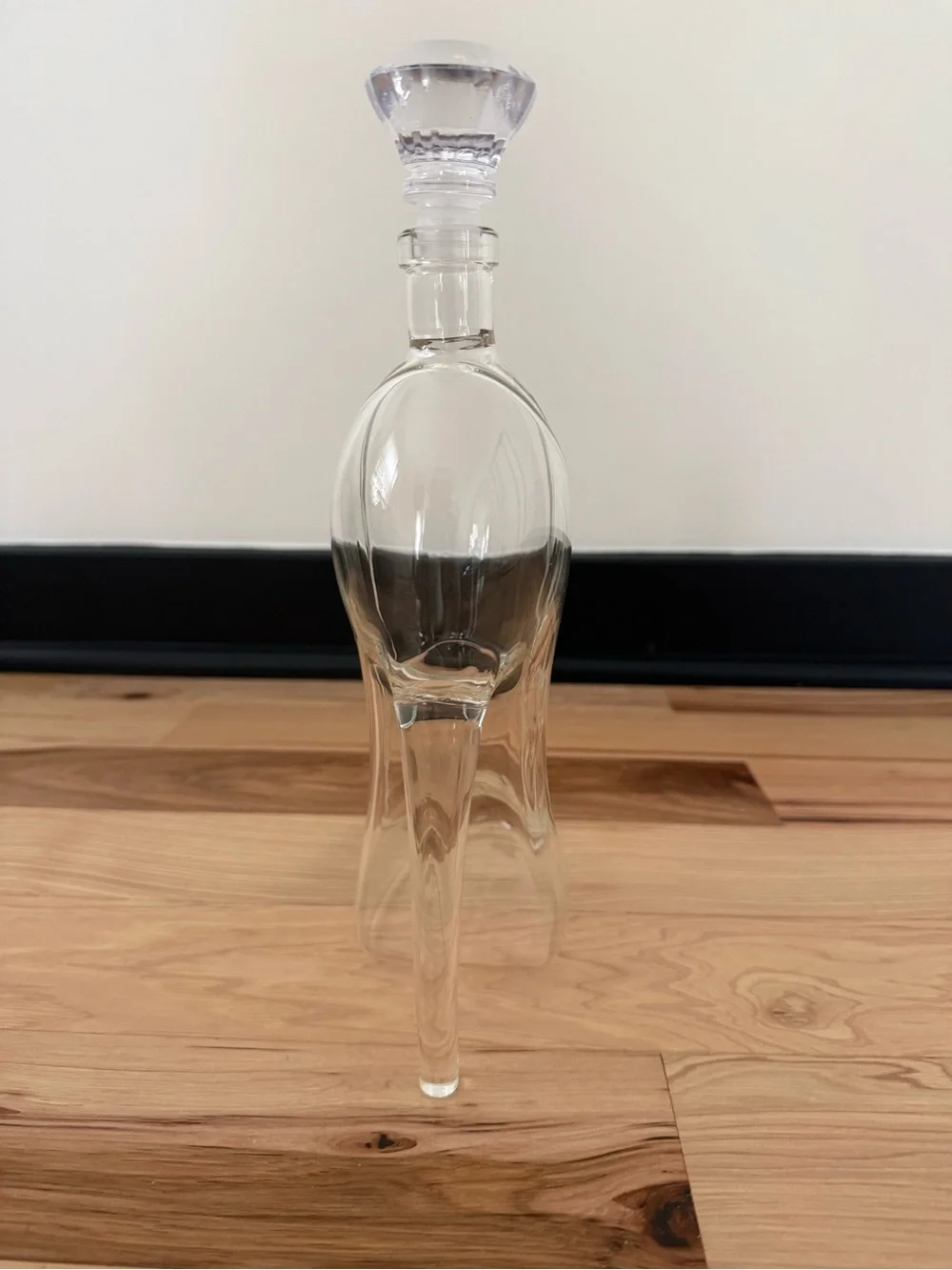 Clear Glass High-Heel Shoe Decanter with Faceted Stopper